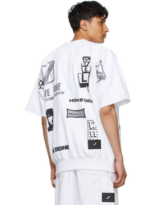 White Graphic All Over Crew Neck Short Sleeve T-Shirt