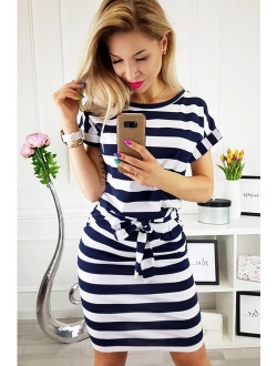 2020 European and American Summer Fashion Solid Color Wan Sleeved V-neck Women's Shirt Dress Size : S-XXXL  A-171