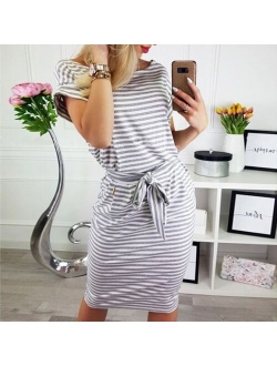 2020 European and American Summer Fashion Solid Color Wan Sleeved V-neck Women's Shirt Dress Size : S-XXXL  A-171