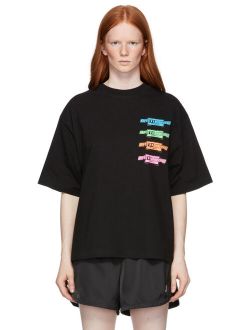 Women's Solid Short Sleeve Black Multi Logo T-Shirt