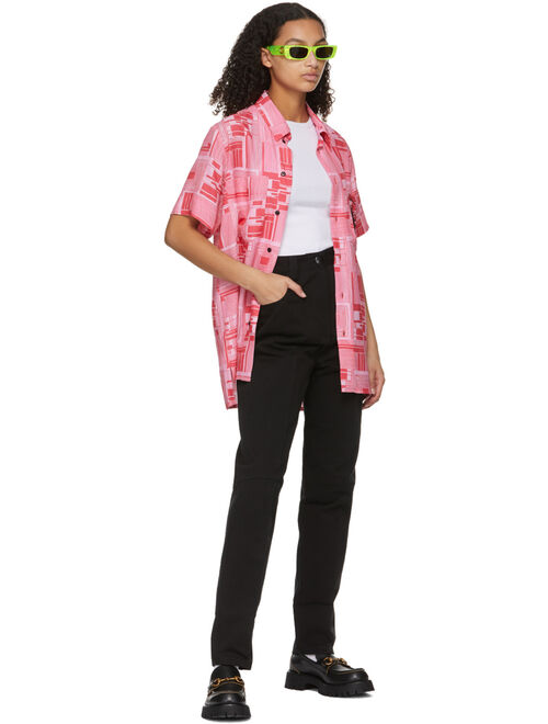 SSENSE Exclusive Jeremy O. Harris Pink Print Rose Bowling Shirt