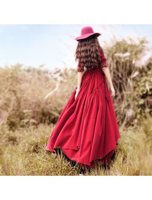 Free Shipping 2020 Boshow New Fashion Corduroy Long-sleeve Trench Dresses For Women Long Maxi Irregular Bohemian Dress With Belt