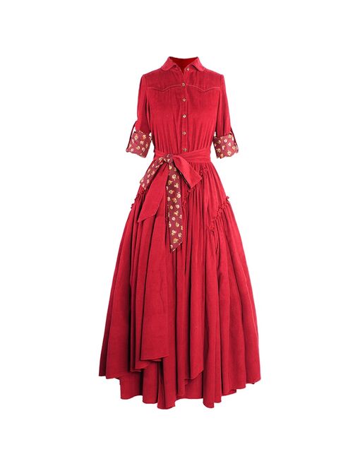 Free Shipping 2020 Boshow New Fashion Corduroy Long-sleeve Trench Dresses For Women Long Maxi Irregular Bohemian Dress With Belt