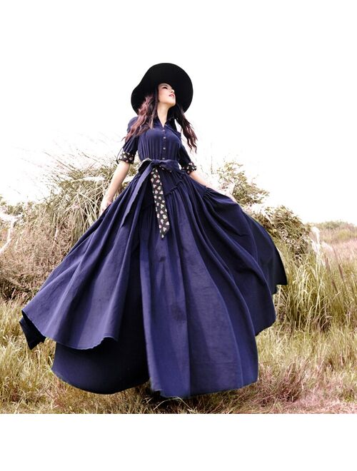 Free Shipping 2020 Boshow New Fashion Corduroy Long-sleeve Trench Dresses For Women Long Maxi Irregular Bohemian Dress With Belt