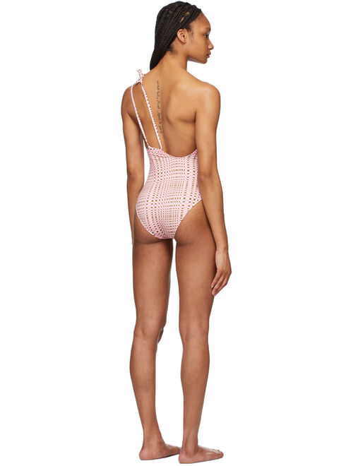 Pink Check Ferret One-Piece Swimsuit