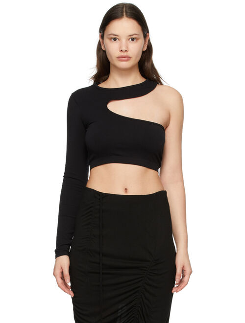 Black Cut-Out Seamless Long  T-Shirt