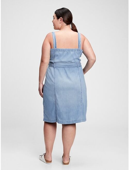 button front apron dress