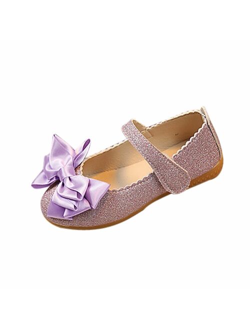 SZYADEOU Girl Fashion Golden Princess Bowknot Polyurethane Ballet Flats