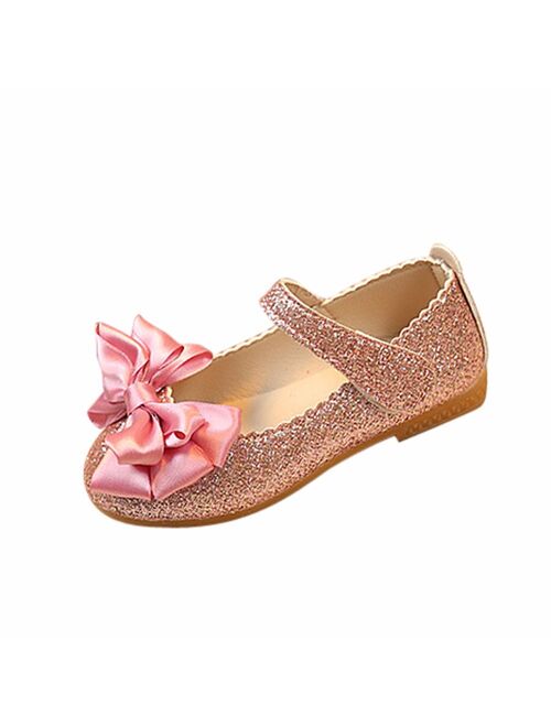 SZYADEOU Girl Fashion Golden Princess Bowknot Polyurethane Ballet Flats