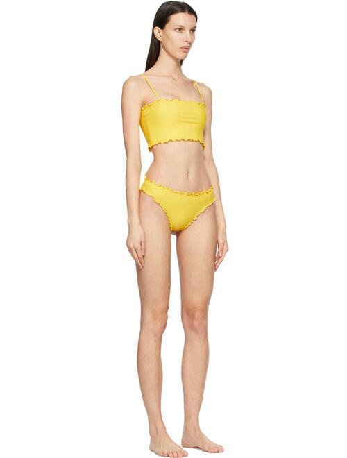 Sherris Yellow Ruffle Tank Top Bikini