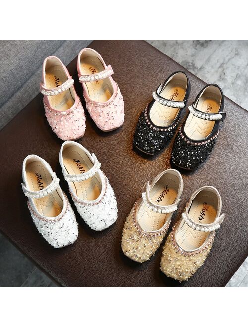 JAYCOSIN 2019 Autumn Girls Princess Shoes Infant Kids Baby Crystal Pearl Sequins Bling Sandals Soft Sole Dance Shoes Flat Princess Shoes