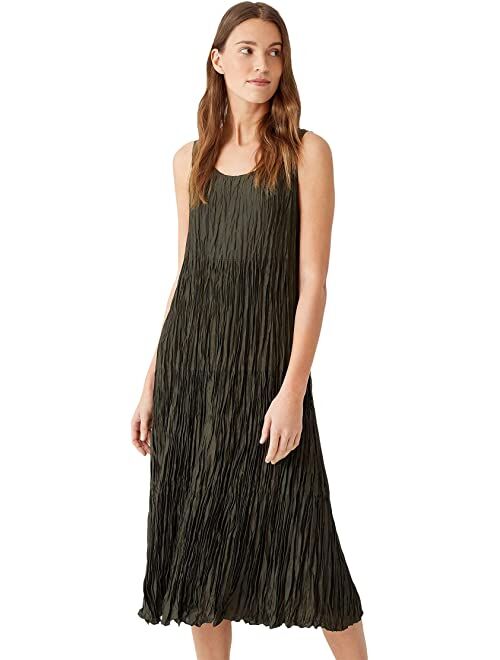 Eileen Fisher Full-Length Tiered Dress in Crushed Silk Habutai