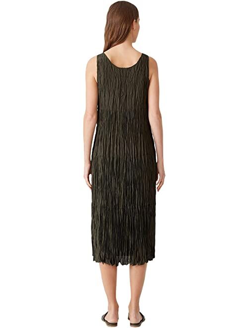 Eileen Fisher Full-Length Tiered Dress in Crushed Silk Habutai