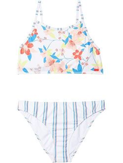 Kids Friendly Flower Crop Top Set Swimsuit (Big Kids)
