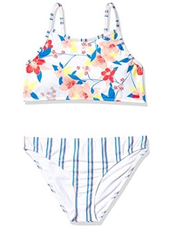 Kids Friendly Flower Crop Top Set Swimsuit (Big Kids)