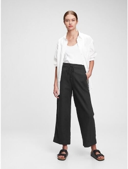 High Rise Wide-Leg Pants in Linen-Cotton with Washwell