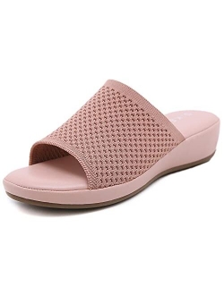 Women Wedge Slides Sandals Comfortable Open Toe Summer Sandals Slip on Mules