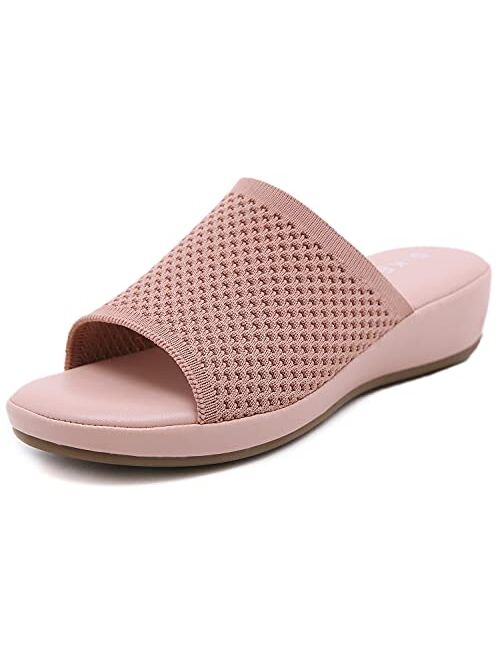 ChayChax Women Wedge Slides Sandals Comfortable Open Toe Summer Sandals Slip on Mules