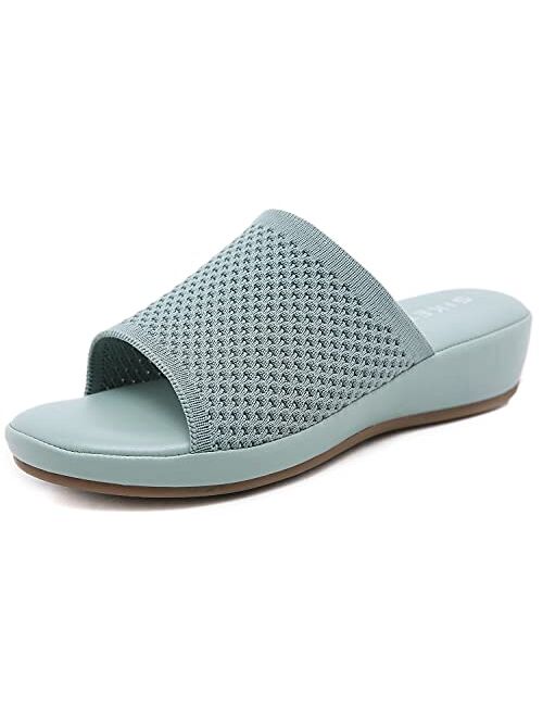 ChayChax Women Wedge Slides Sandals Comfortable Open Toe Summer Sandals Slip on Mules