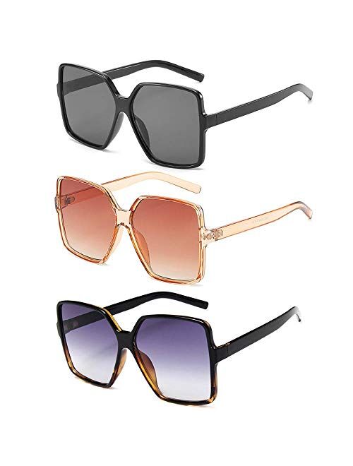 Dollger Oversized Square Sunglasses for Women Big Large Wide Fashion Shades for Men 100% UV Protection Unisex