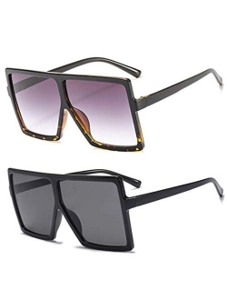 Square Oversized Sunglasses for Women Men Fashion Big Black 70s Sunglasses Shades