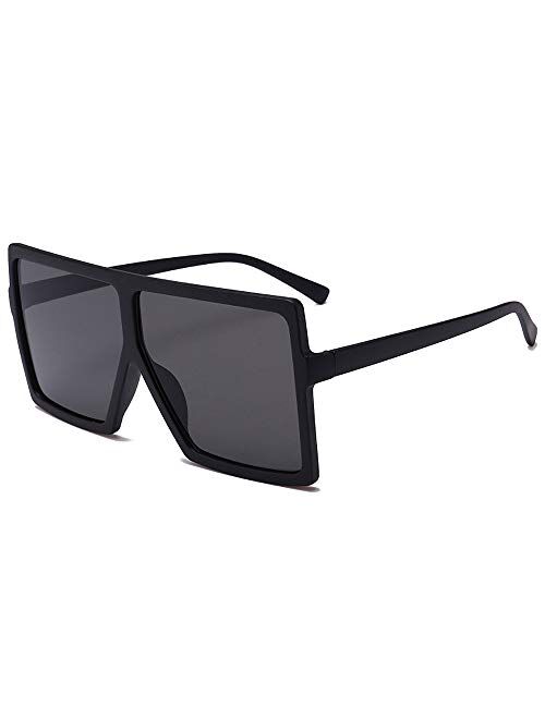 Dollger Square Oversized Sunglasses for Women Men Fashion Big Black 70s Sunglasses Shades