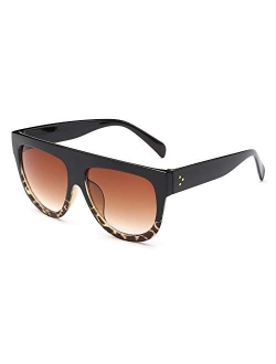 Oversized Sunglasses for Women Men Flat Top Designer Fashion Retro Sunglasses Frame Shades