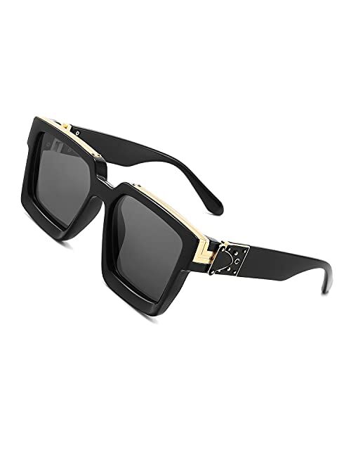 Dollger Square Flat Top Thick Plastic Super Dark Gangster Luxury Sunglasses 57mm