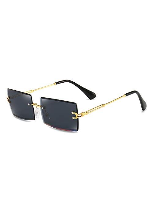 Dollger Rimless Rectangle Sunglasses for Women Fashion Frameless Square Glasses for Men Ultralight UV400 Eyewear Unisex