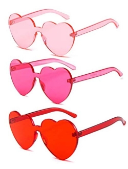 Heart Shape Sunglasses One Piece Transparent Rimless Candy Color Glasses