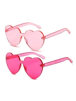 Heart Shape Sunglasses One Piece Transparent Rimless Candy Color Glasses