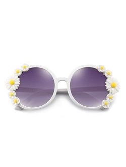 Retro Daisy Sunglasses for Women Flower Round Fashion Disco Festival Sunglasses