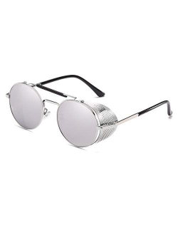 Steampunk Style Round Vintage Sunglasses Retro Eyewear UV400 Protection for Men Women