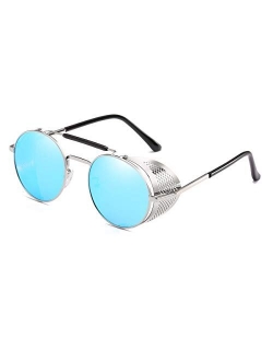 Steampunk Style Round Vintage Sunglasses Retro Eyewear UV400 Protection for Men Women