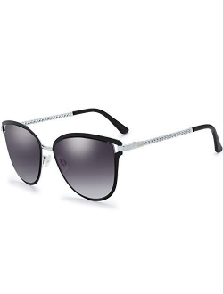 The Fresh Crystal Elegant Sunglasses for Women Fashion Designer Style Arm UV400 Gradient Tinted Lens Metal Frame