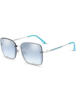 The Fresh Crystal Elegant Sunglasses for Women Fashion Designer Style Arm UV400 Gradient Tinted Lens Metal Frame