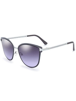 The Fresh Crystal Elegant Sunglasses for Women Fashion Designer Style Arm UV400 Gradient Tinted Lens Metal Frame