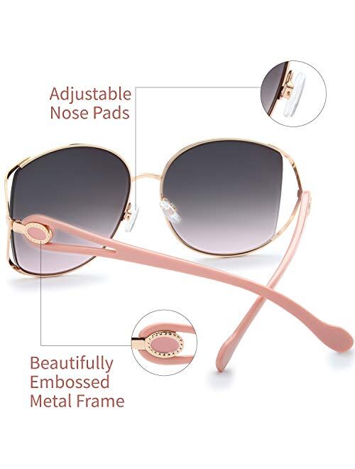 The Fresh Crystal Elegant Sunglasses for Women Fashion Designer Style Arm UV400 Gradient Tinted Lens Metal Frame