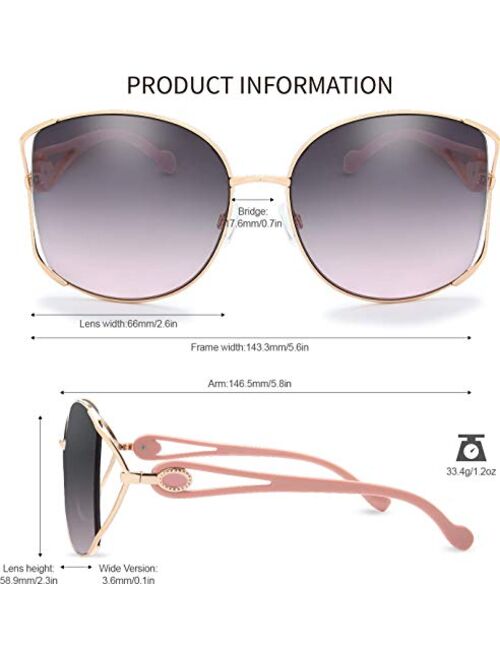 The Fresh Crystal Elegant Sunglasses for Women Fashion Designer Style Arm UV400 Gradient Tinted Lens Metal Frame