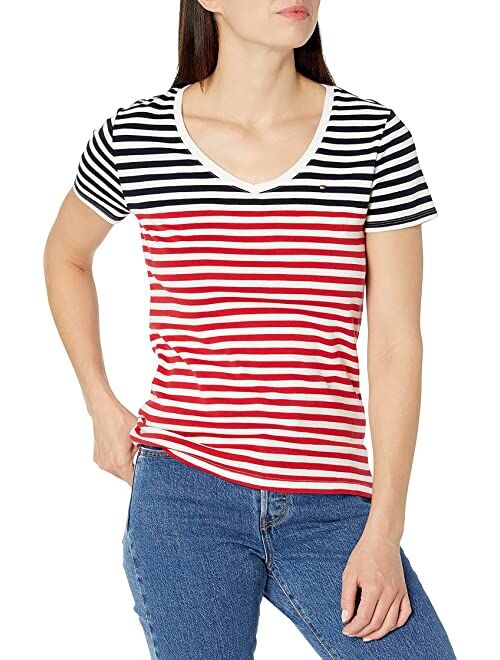 Tommy Hilfiger Women's Short Sleeve V-Neck T-Shirt (Standard and Plus Size)