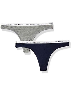 Women's Cotton Stretch Thong Underwear Panty, 2 Pack