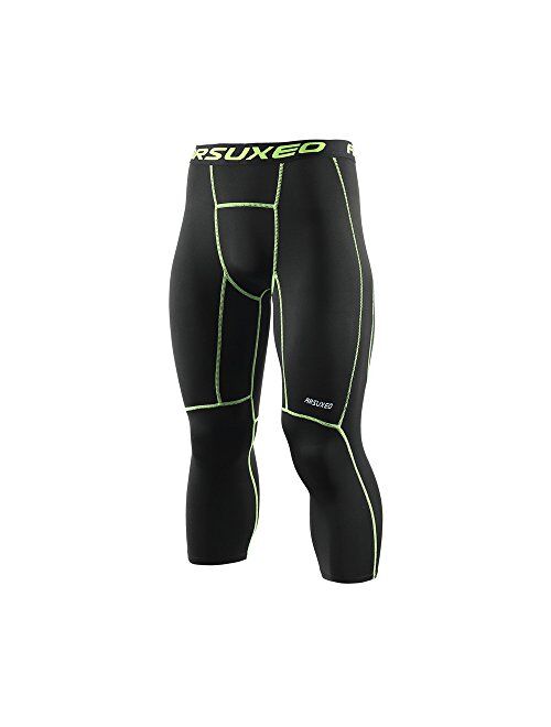 ARSUXEO Men's 3/4 Running Compression Tights Capri Pants K75