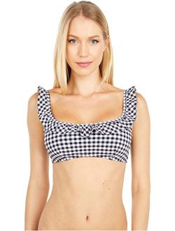 Ruffle Bikini Top in Matte Gingham