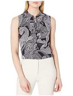 Women's Ruffle Front Sleeveless Woven Blouse