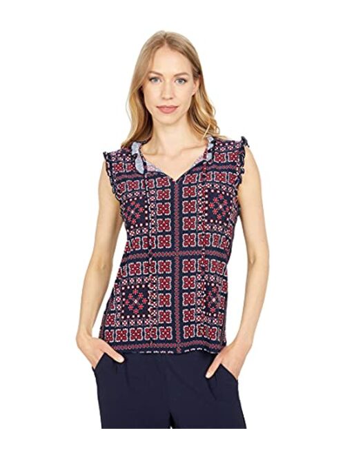 Tommy Hilfiger Women's Ruffle Front Sleeveless Woven Blouse