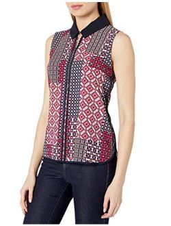 Women's Sleeveless Collared Blouse