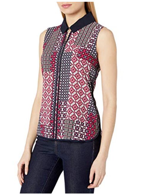 Tommy Hilfiger Women's Sleeveless Collared Blouse