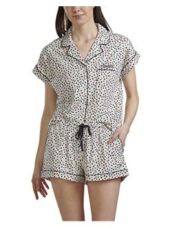 Women's Sleeve Top and Short Classic Pajama Set Pj