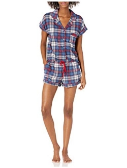 Women's Sleeve Top and Short Classic Pajama Set Pj