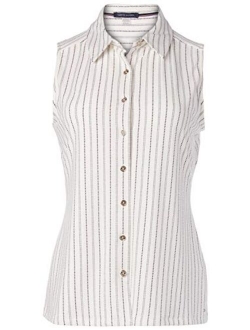 Women's Classic Collared Button Front Sleeveless-Knit Top